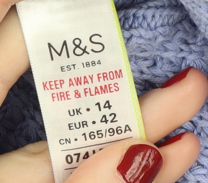 Marks & Spencer Women's Purple Cable-Knit Jumper Size 14