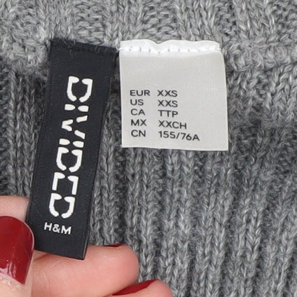 H&M Women's Grey Mock Neck Pullover Jumper, 2XS