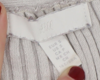 H&M Women's Grey V-Neck Cardigan Size S