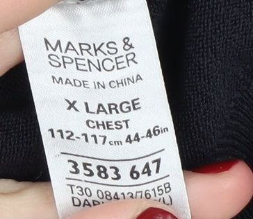 Marks & Spencer Men's Black XL V-Neck Pullover Jumper