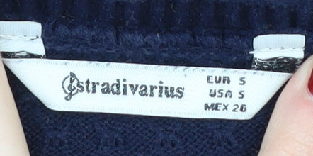 Stradivarius Women’s Blue Cotton Pullover Jumper S