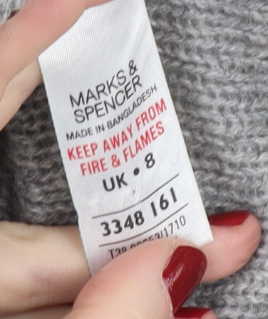 Marks & Spencer Women's Grey Cowl Neck Pullover Size 8
