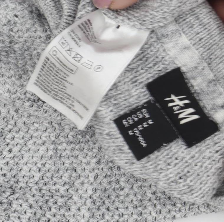 H&M Grey Women's Medium Chunky-Knit Pullover Jumper