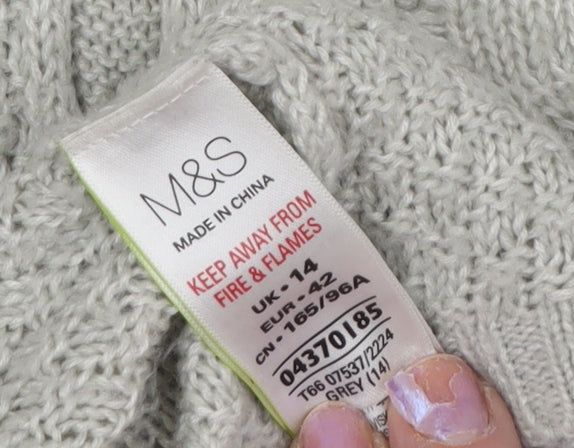 Marks & Spencer Women's Grey Cardigan UK 14 Cable-Knit