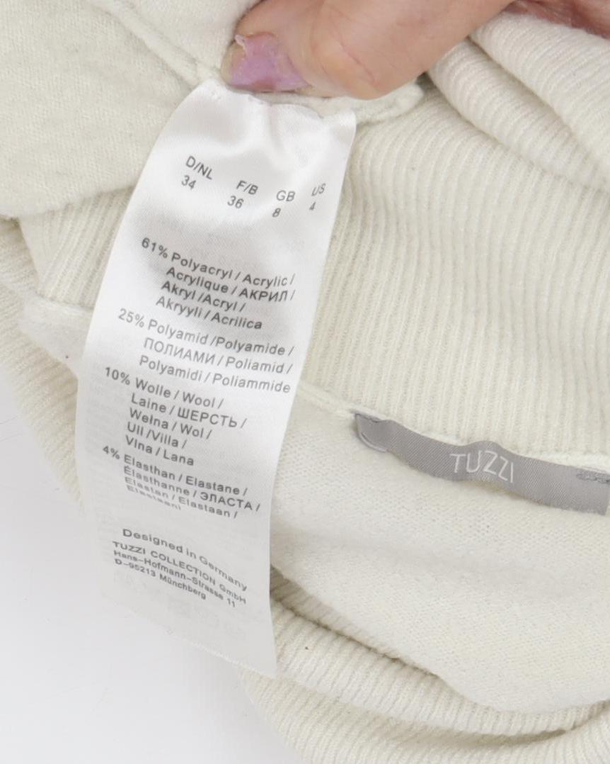 Tuzzi Women's White Cowl Neck Pullover Jumper, Size 8