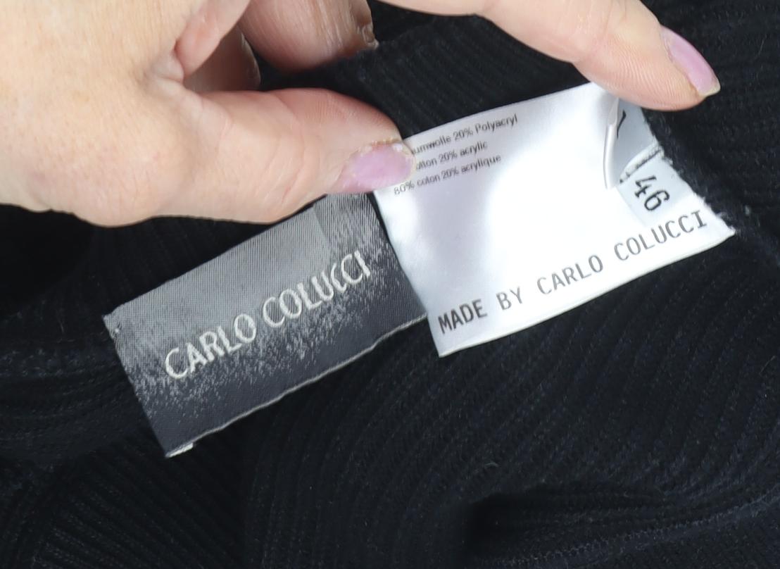 Carlo Colucci Men's Black V-Neck Pullover Jumper Size 18