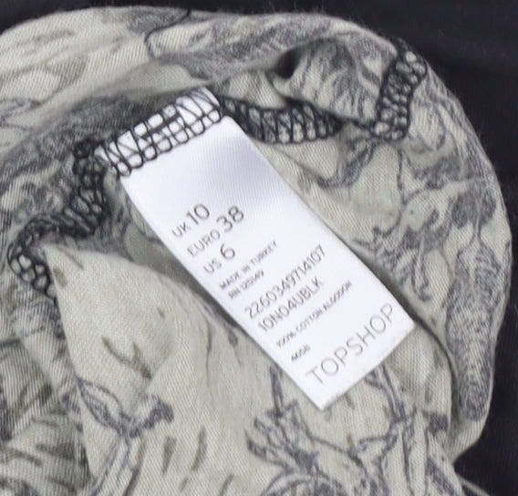 Topshop Women's Green Floral T-Shirt, Size 10
