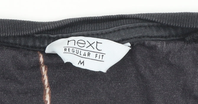Next Women's Black Floral T-Shirt, Medium, Regular Fit