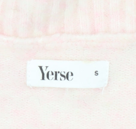 Yerse Women's Pink V-Neck Pullover Size S Jumper