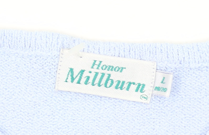 Honor Millburn Women's Blue Floral Knit Pullover L