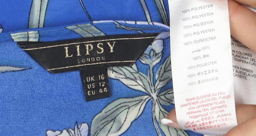 Lipsy Women's Blue Floral Off-Shoulder Blouse - Size 16