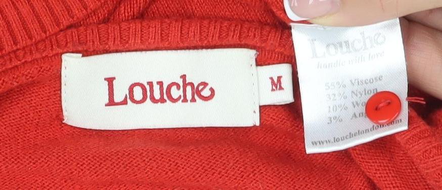 Louche Women's Red Cardigan M, Button-Up Knit Jumper
