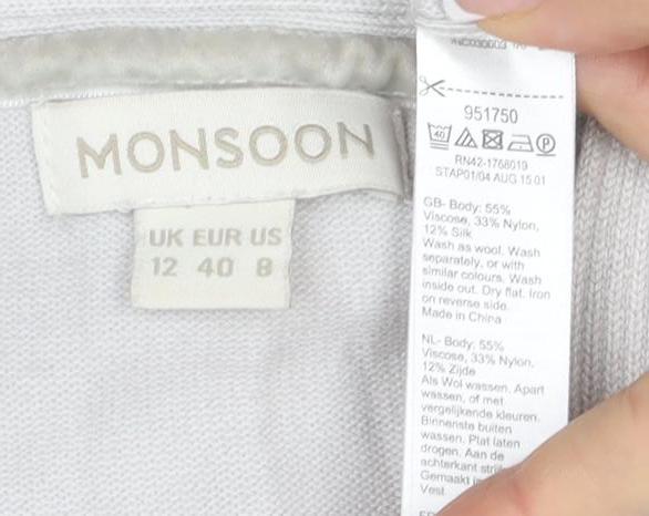 Monsoon Women's White Cardigan Size 12 V-Neck