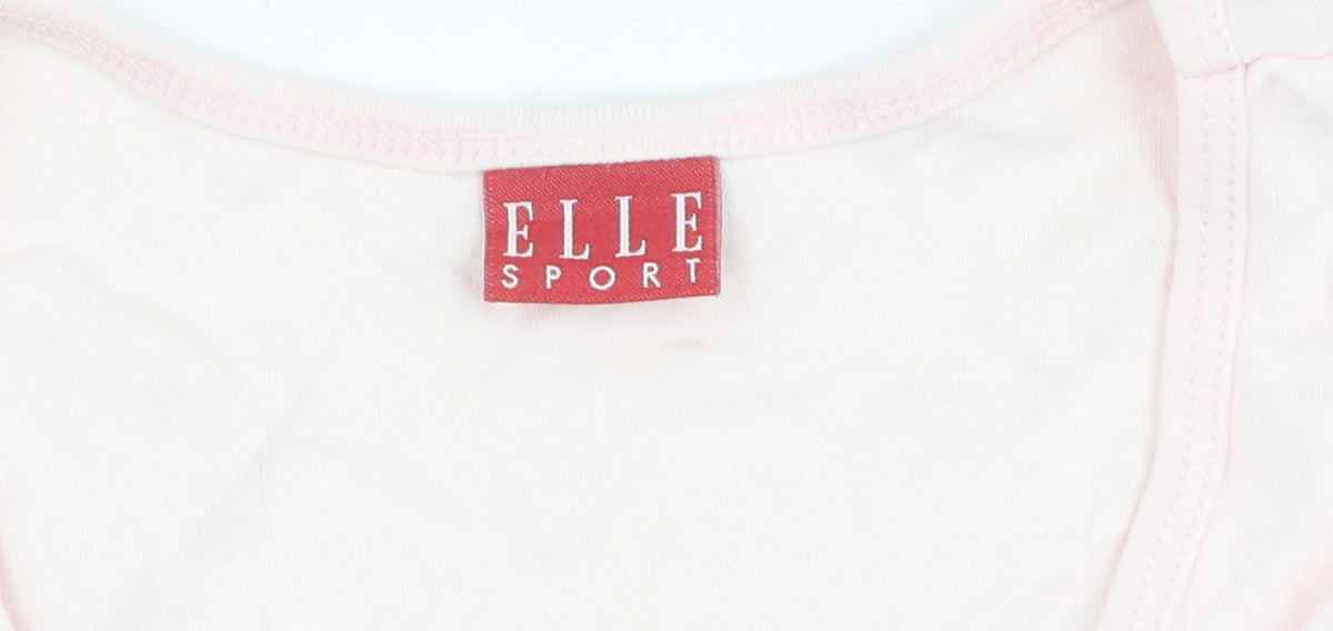 ELLE Women's Pink Cotton V-Neck T-Shirt M