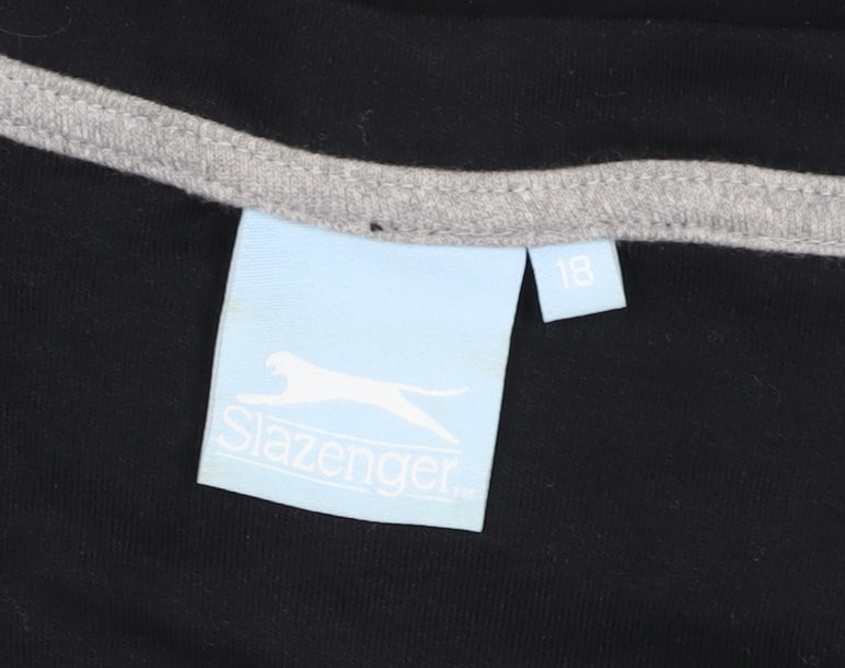 Slazenger Women's Black V-Neck T-Shirt, Size 18