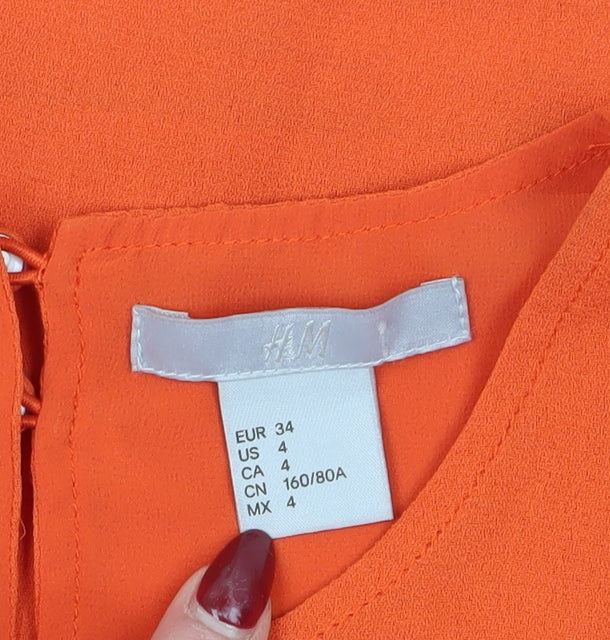 H&M Women's Orange A-Line Dress Size 6