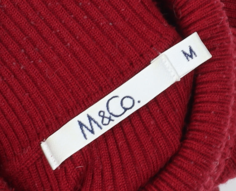 M&Co Women's Red Roll Neck Jumper Size M