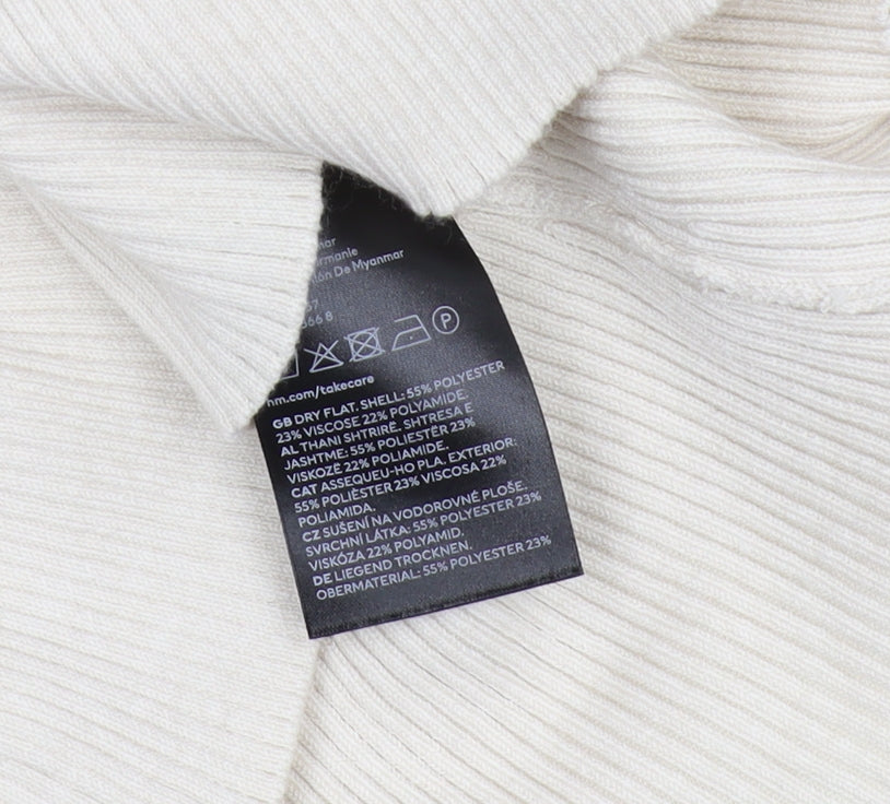 H&M Women's Beige Slim Fit Mock Neck Pullover - Size S