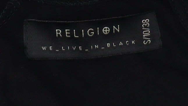 Religion Women's Black Beaded Wrap Blouse, Size S