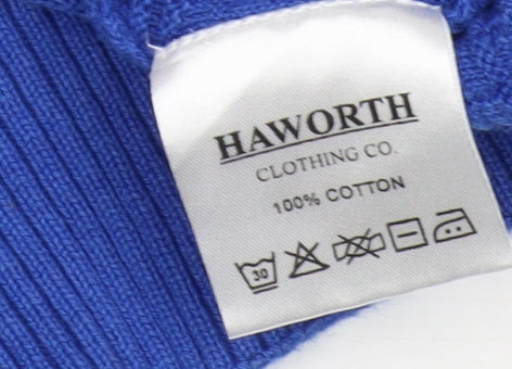 Haworth Men's Medium Blue Pullover Cotton Jumper