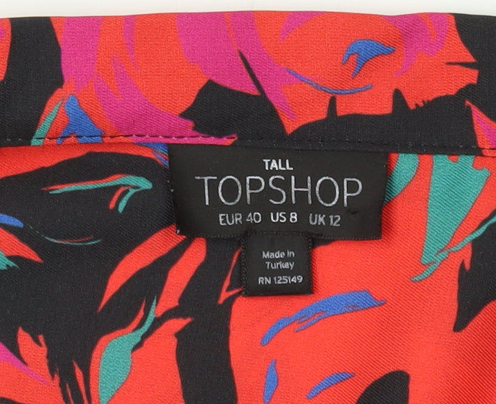 Topshop Women's Multicoloured Floral Kimono Blouse Size 12