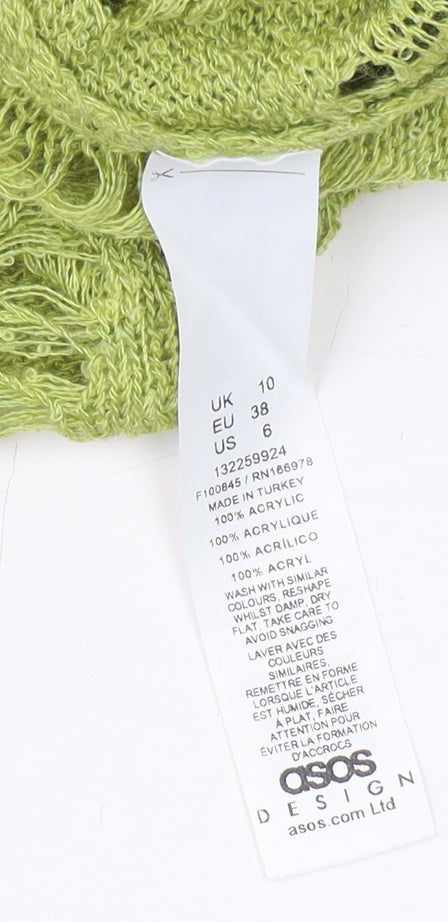 Asos Women’s Green Open-Knit Cardigan Size 10