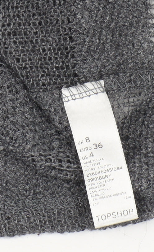 Topshop Women’s Grey Pullover Jumper Size 8 Boat Neck