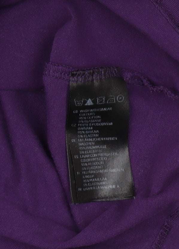 H&M Women's Purple Shift Dress L Casual Boat Neck
