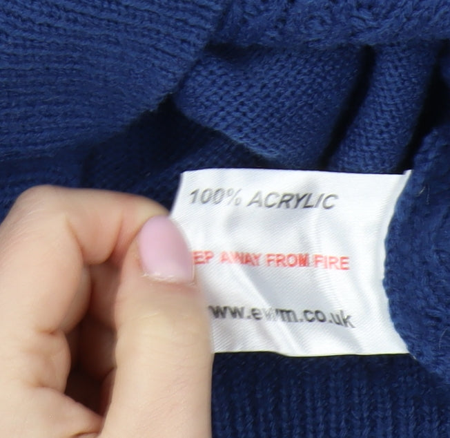 Isle Essentials Women's Blue V-Neck Pullover Jumper Size 14