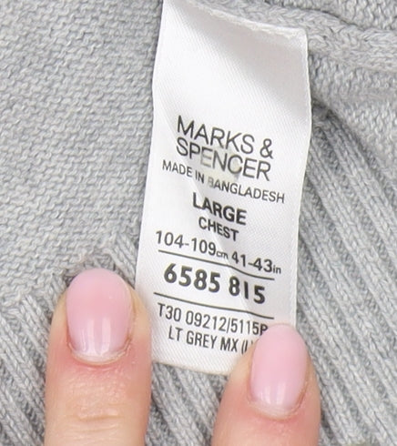Marks & Spencer Men's Grey V-Neck Pullover Jumper