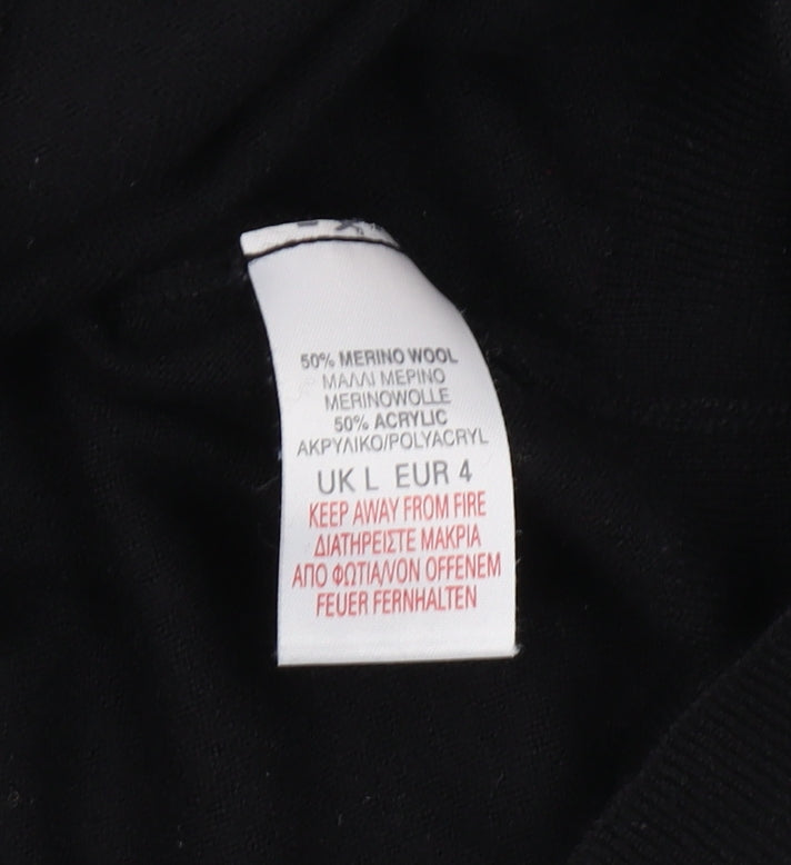 Vintage King Men's Black V-Neck Pullover Jumper L