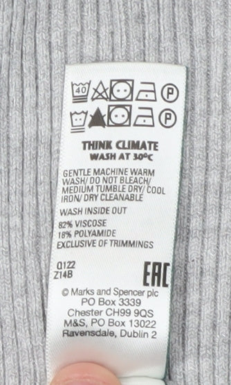 Marks & Spencer Women's Grey Mock Neck Jumper Size 16