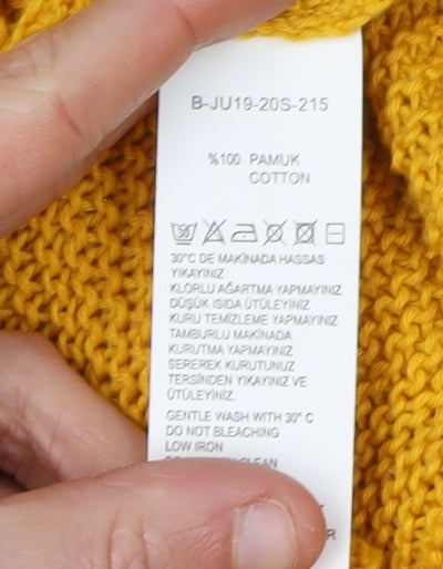 Joinus Women's Yellow Cable-Knit Pullover Jumper M/L