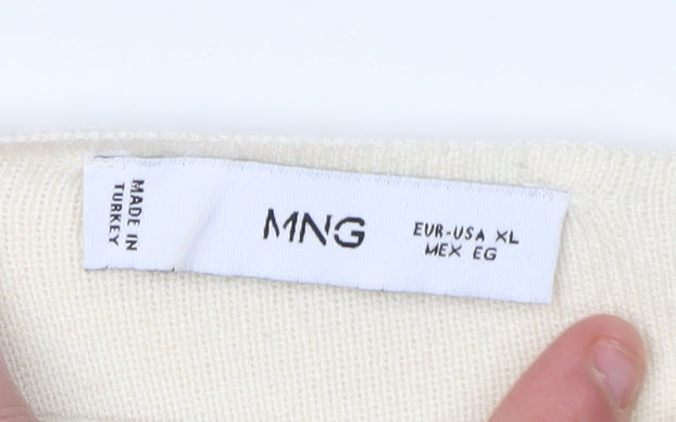 MNG Women's Ivory Striped Pullover Jumper XL