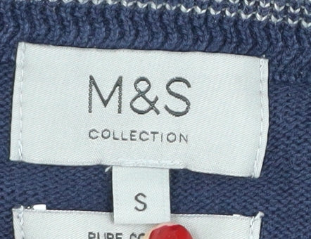 Marks & Spencer Men's Blue Cotton Pullover Jumper S