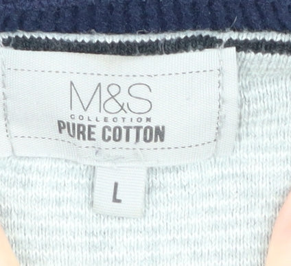 Marks & Spencer Men's Blue V-Neck Pullover Jumper L