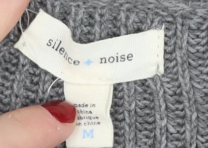 Silence + Noise Women's Grey Cardigan M, Autumn Knit