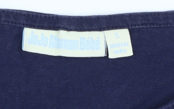 JoJo Maman Bébé Women's Blue Cotton T-Shirt S