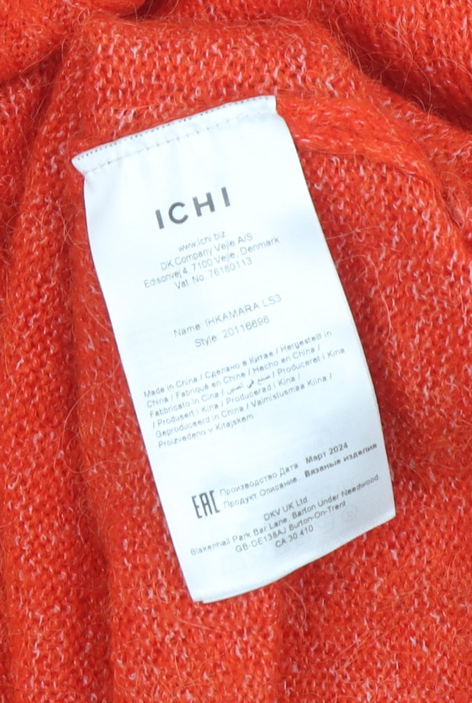 ICHI Women's Orange Mock Neck Jumper, Size S