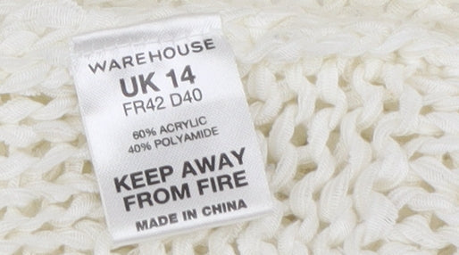 Warehouse Women's Ivory Cardigan UK 14 Chunky Knit