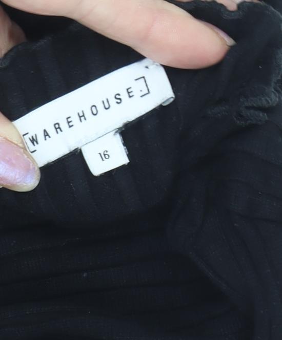 Warehouse Women's Black Mock Neck Slim Jumper