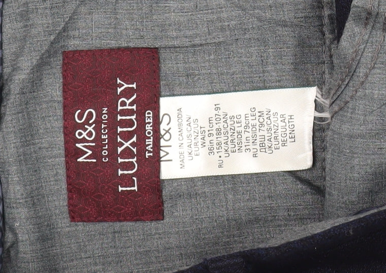 Marks & Spencer Men's Blue Wool Dress Pants