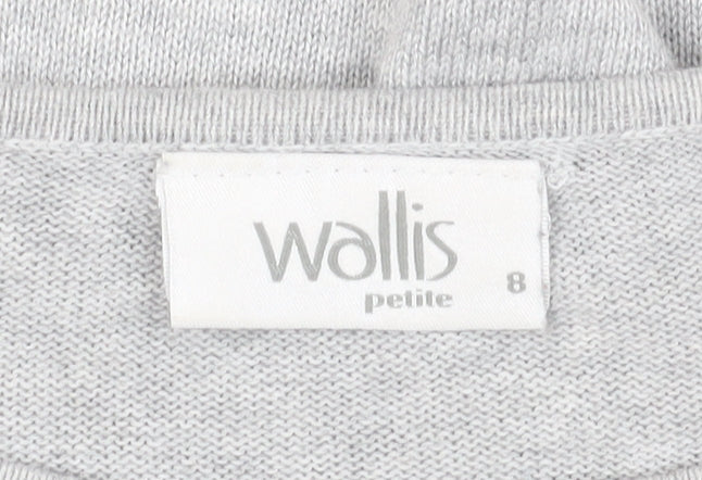 Wallis Petite Grey Beaded Crew Neck Women's Jumper Size 8