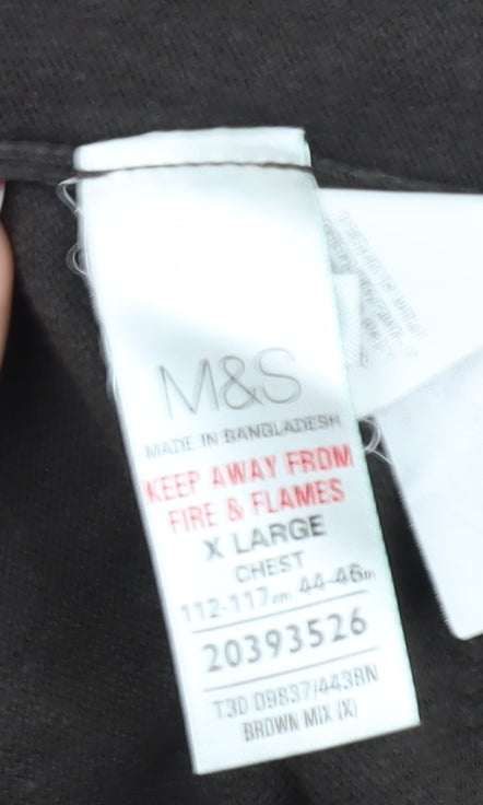 Marks & Spencer Unisex Brown XL Collared Pullover Jumper