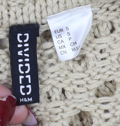 H&M Women Beige Pullover Jumper Size 10 Open-Knit