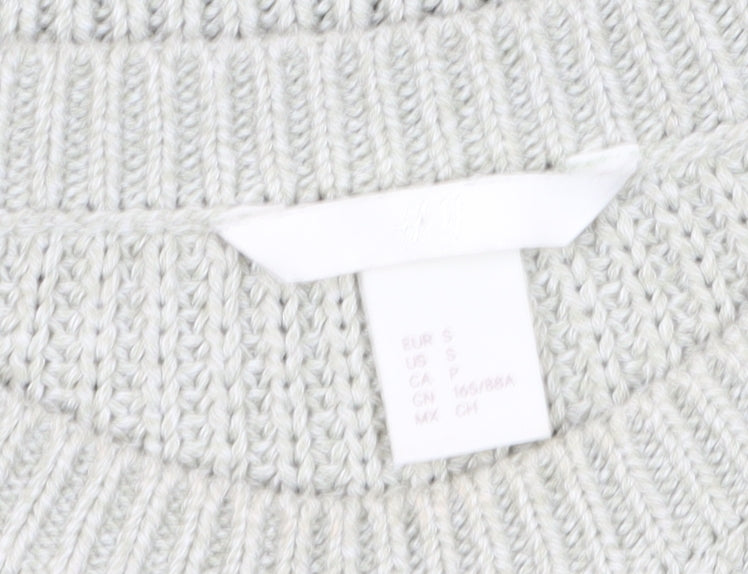 H&M Women's Grey Cable-Knit Crew Neck Jumper Size 12