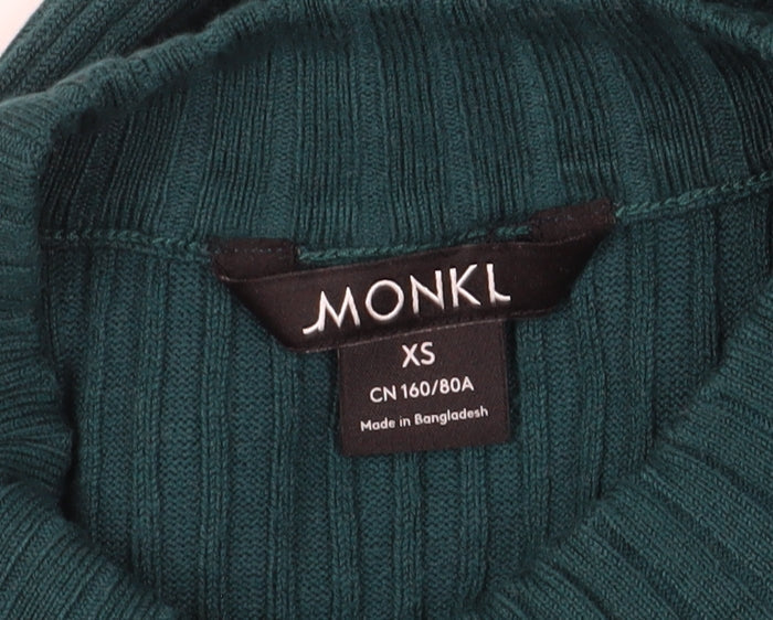 Monki Women's Green Midi Sheath Knit Dress XS
