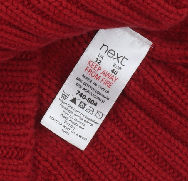 Next Women's Red Cable-Knit Striped Jumper, Size 12