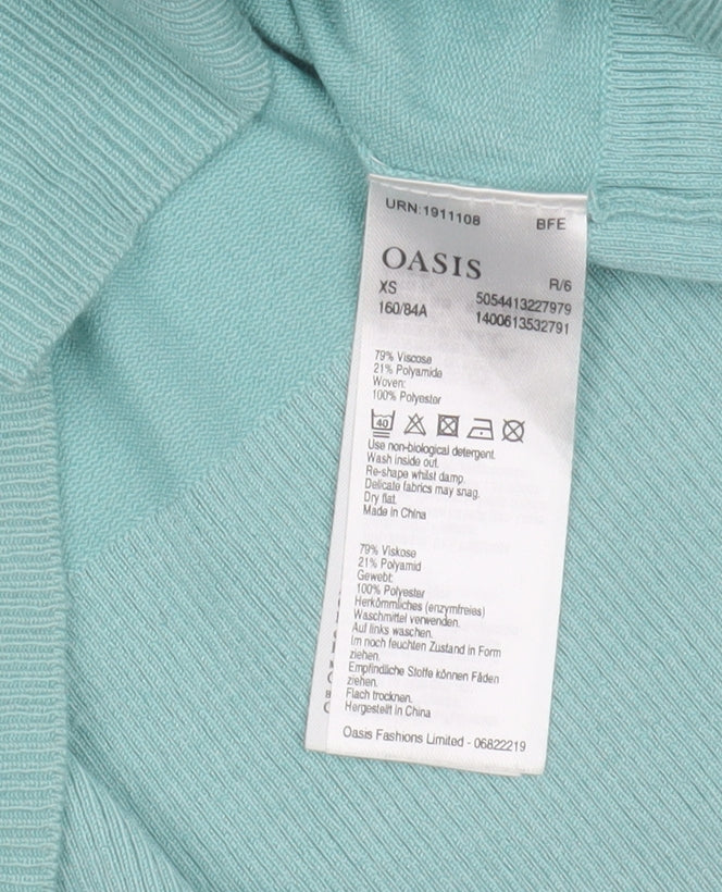 Oasis Women's Blue Floral 3/4 Sleeve Blouse XS