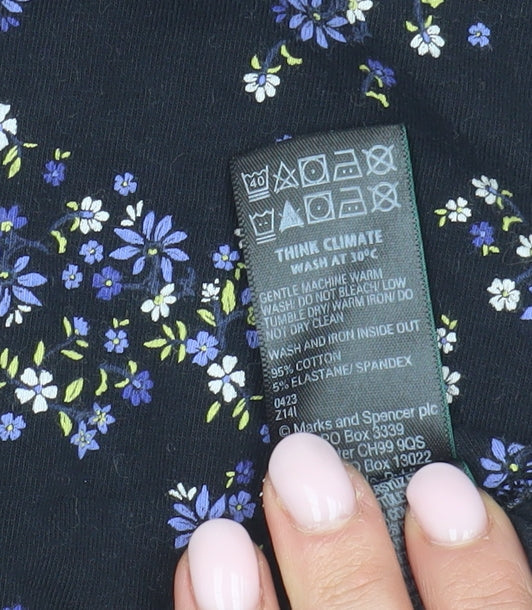 Marks & Spencer Womens Black Floral Jersey Top